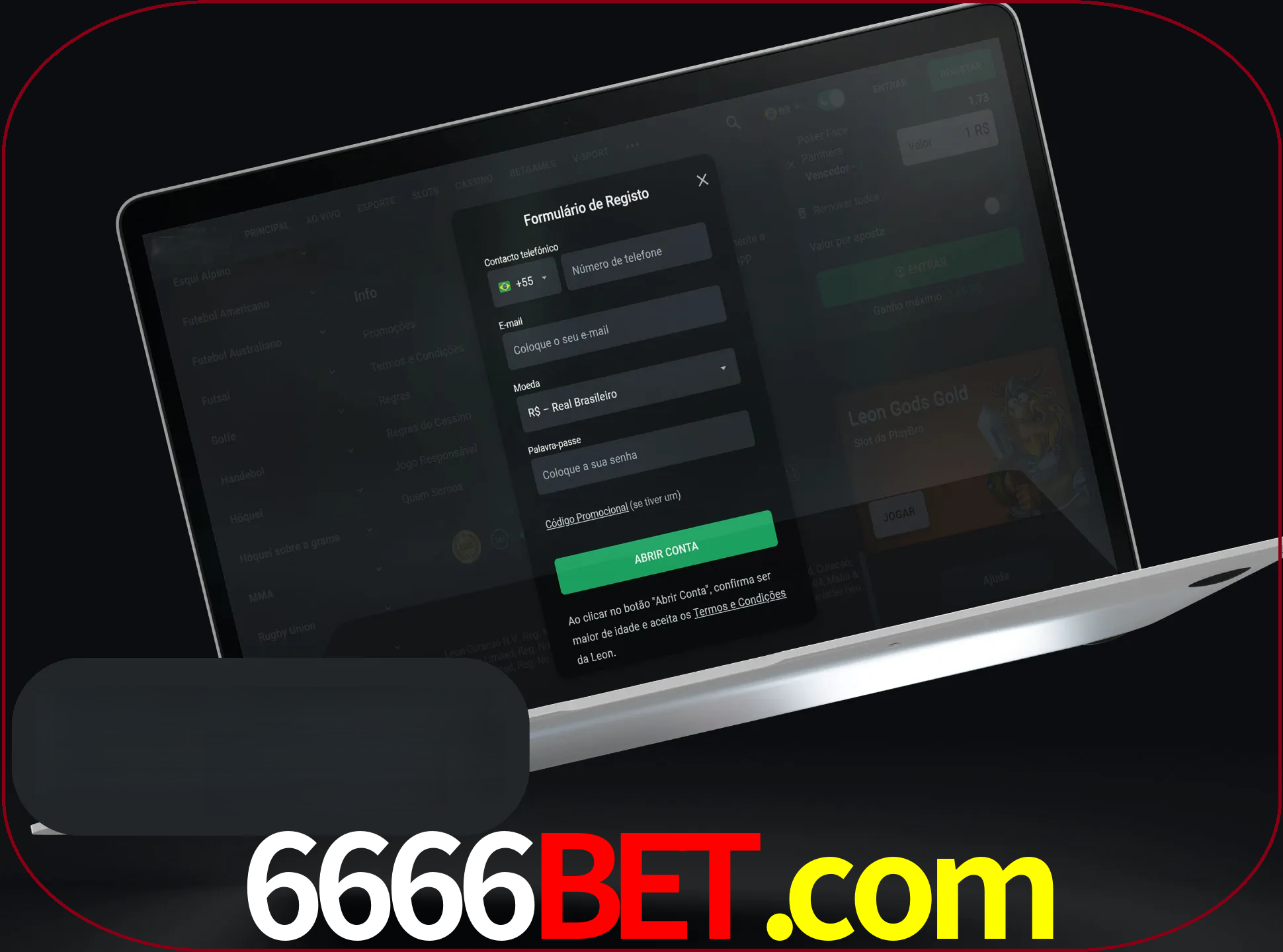 Abra o site da LeonBet e crie sua própria conta.
